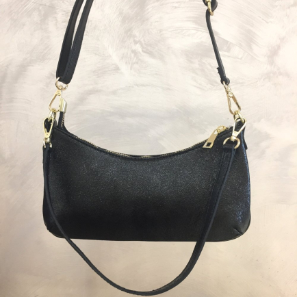 Sac à bandoulière cuir véritable brillant 0924516 noir