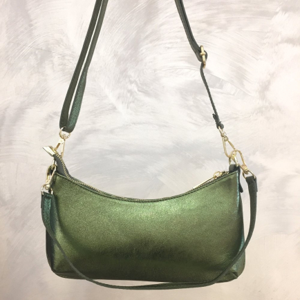 Sac à bandoulière cuir véritable brillant 0924516 vert kaki