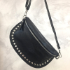 Sac banane cuir véritable métallisé clous 0924518 noir