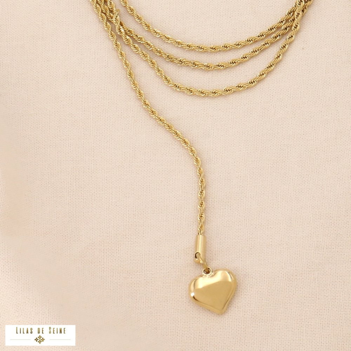 Collier / Chaîne de taille acier inoxydable torsadé coeur 0124159 doré