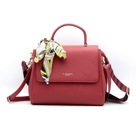 Sac à main foulard Flora&Co simili-cuir grainé rabat femme 0923008 rouge foncé