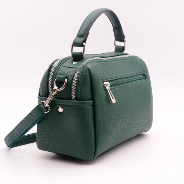 Sac simili-cuir Flora&Co grainé 2 compartiments 2 bandoulières 0923028 vert sapin