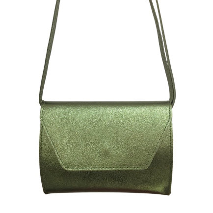 Sac à bandoulière pochette cuir véritable irisé femme 0922545 kaki