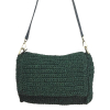 Sac souple à bandoulière fils tressé polyester métallisé bandoulière cuir 0922552 vert bouteille