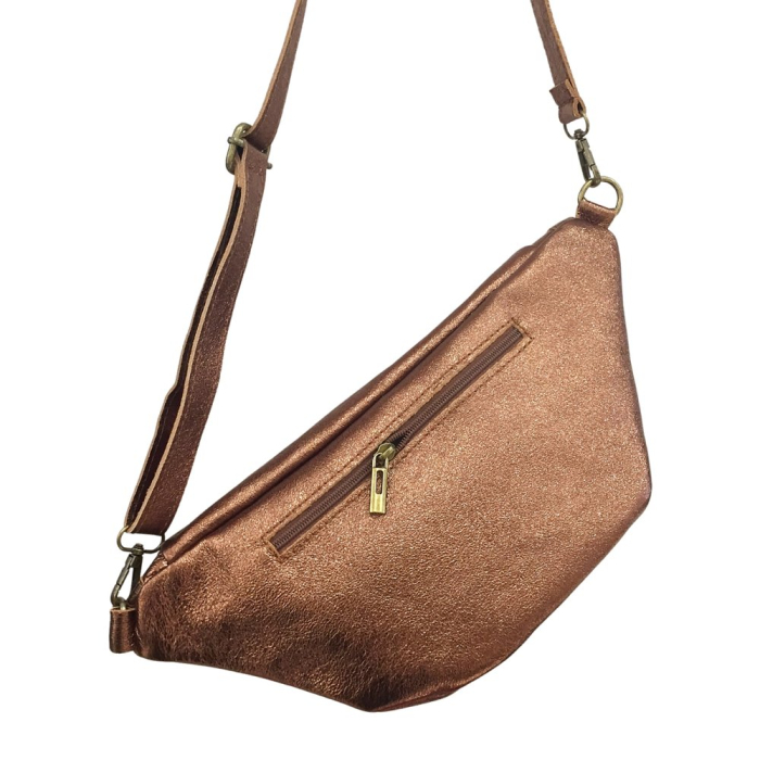 Sac banane cuir véritable irisé 0923002 marron