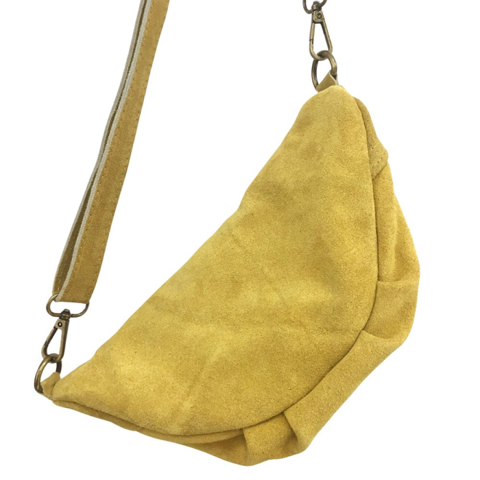 Sac banane cuir véritable daim 0924001 jaune citron