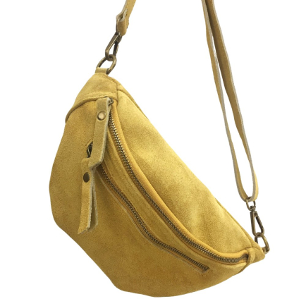 Sac banane cuir véritable daim 0924001 jaune citron