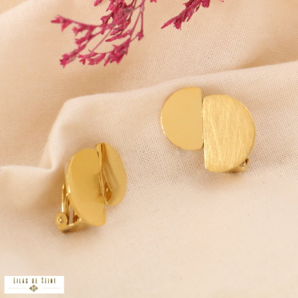 Boucles d'oreilles CLIP géométrique demi-cercle acier brossé 0324542 doré