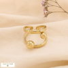 Bague large double-anneaux billes acier inoxydable 0424511 doré
