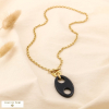 Collier acier inoxydable résine grain de café fermoir à barre 0124554 noir