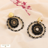Boucles d'oreilles XL acier inoxydable broderie cristal corail 0324545 noir