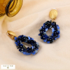 Boucles pendantes à CLIP acier inoxydable gouttes sequins 0324547 bleu foncé