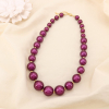 Collier bille acrylique colorée acier inoxydable 0124575 mauve