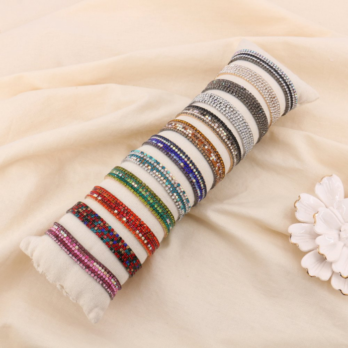 Boudin de 60 bracelets fins strass multicolores élastiques 0224556 multi