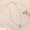 Collier acier inoxydable pendentif rond strass 0124555 argenté