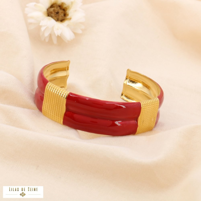 Bracelet jonc acier inoxydable émail 0224572 rouge