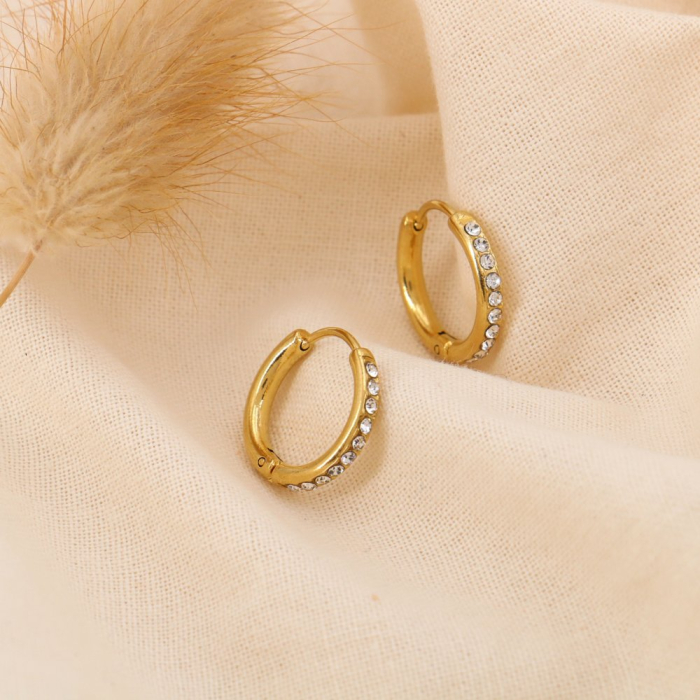 Mini-créoles acier inoxydable strass 0324560 doré