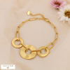 Bracelet en acier inoxydable avec anneaux texturés 0224567 doré
