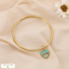Bracelet Jonc acier avec charm coeur oeil protecteur 0224583 bleu