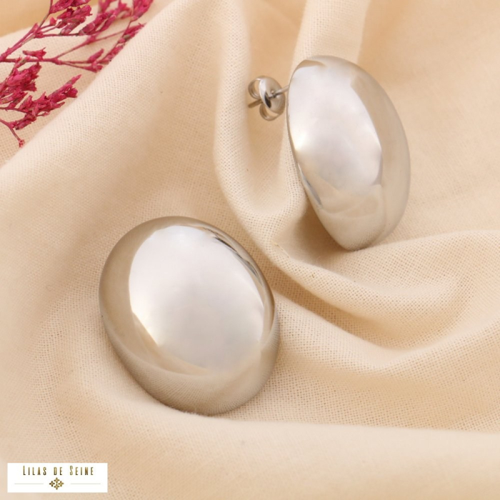 Boucles d'oreilles modernes en acier inoxydable, style minimaliste 0324555 argenté