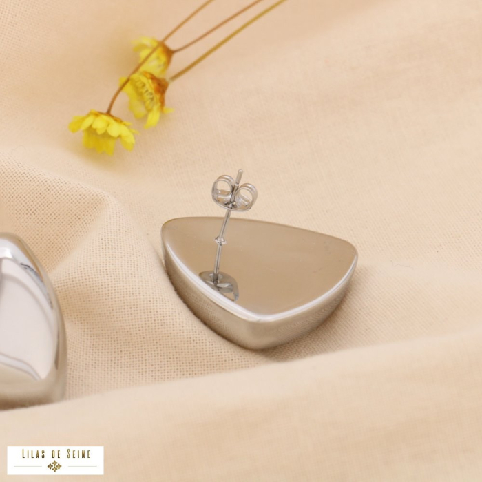 Boucles d'oreilles acier design géométrique minimaliste 0324608 argenté