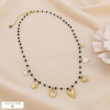 Collier acier inoxydable cristal nacre breloques coeur 0124596 noir