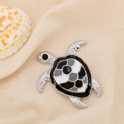 Broche aimantée tortue métal émail femme 0524516 noir