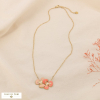 Collier Acier Inoxydable avec Pendentif Duo de Fleurs en Émail 0125032 rose nude