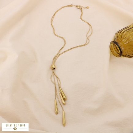 Collier Y Acier Inoxydable Pampilles Modernes 0125019 doré