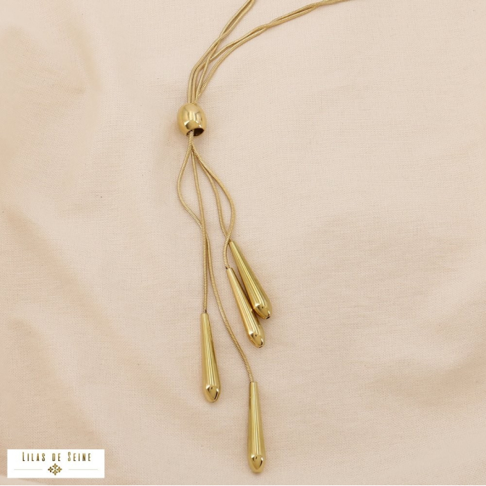 Collier Y Acier Inoxydable Pampilles Modernes 0125019 doré