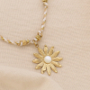 Collier Fleur d'Été en Acier et Cordon Tressé 0125039 naturel/beige