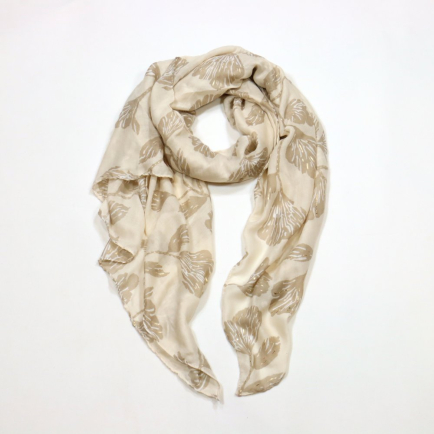 Foulard Mousseline Coton Viscose Motif Floral Scintillant 0725007 naturel/beige