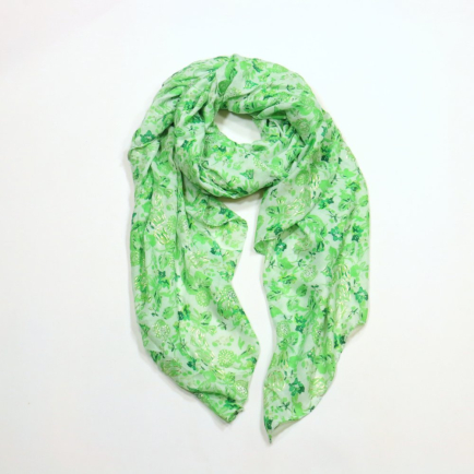 Foulard Mousseline Coton Viscose Imprimé Floral 0725005 vert