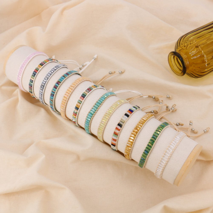 12 Bracelets Ajustables Cristal Facetté Noeud Macramé 0225128 multi