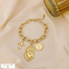 Bracelet Coeur Ex-Voto Charms Sacrés Acier Inoxydable 0225003 doré