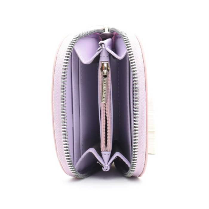 Porte-monnaie porte-cartes X2 simili-cuir texturé Flora&Co 0925003 mauve