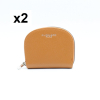 Porte-monnaie porte-cartes X2 simili-cuir texturé Flora&Co 0925003 cognac