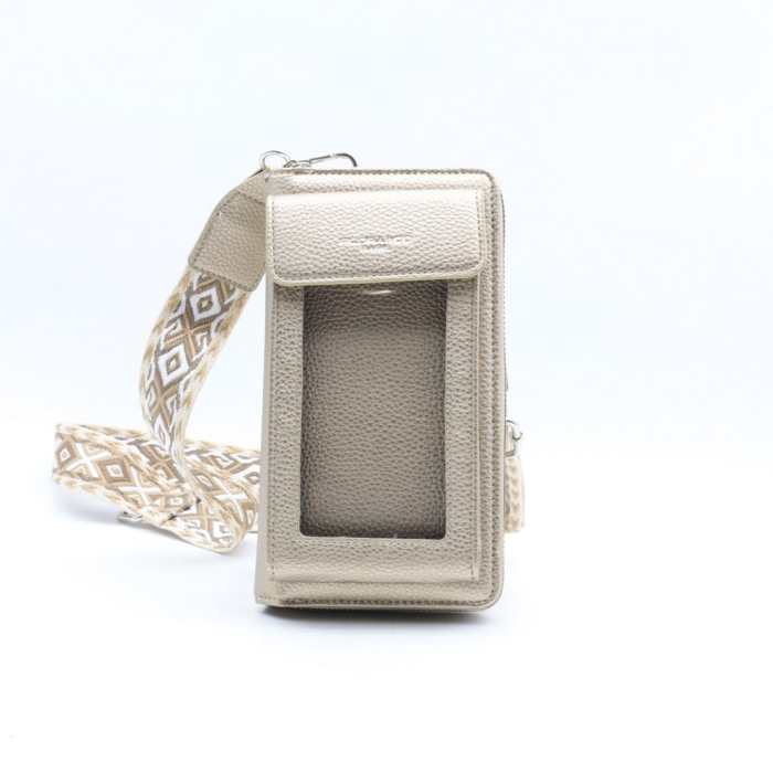 Sacoche smartphone fenêtre portefeuille Flora&Co simili-cuir 0925001 doré