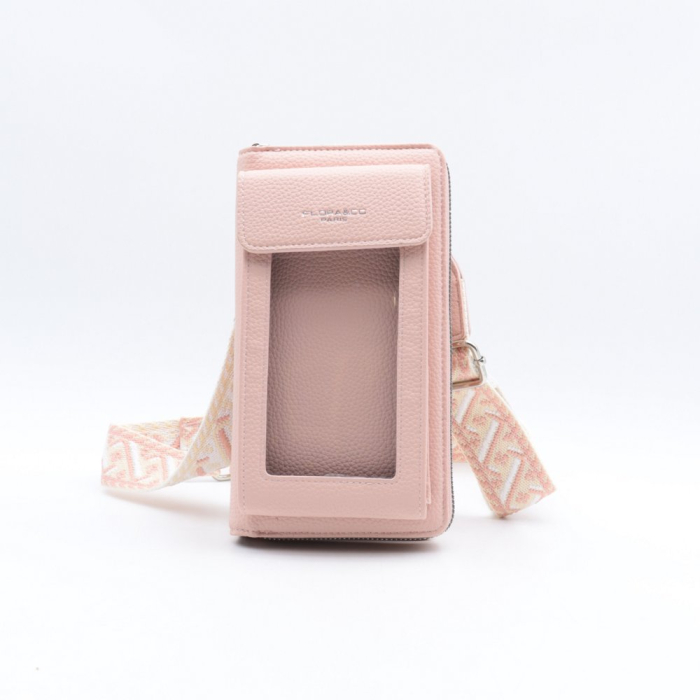 Sacoche smartphone fenêtre portefeuille Flora&Co simili-cuir 0925001 rose