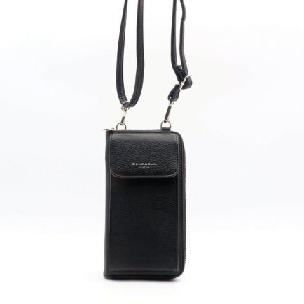 Portefeuille zippé Flora&Co simili-cuir avec poche extérieure pour teléphone/smartphone 0922042 noir