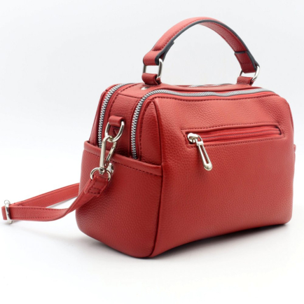 Sac simili-cuir Flora&Co grainé 2 compartiments 2 bandoulières 0923028 rouge bordeaux