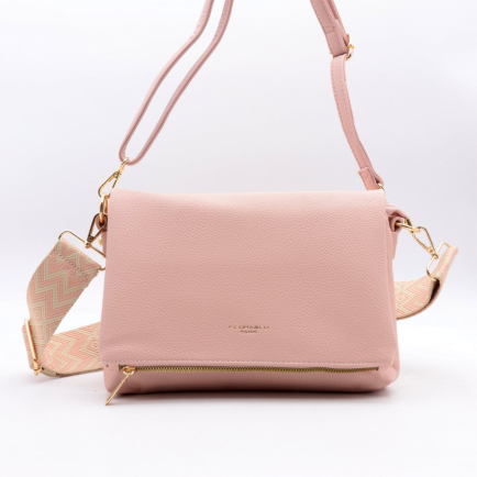 Sac à main enveloppe simili-cuir grainé souple double lanières amovibles 0923509 rose