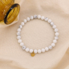 Bracelet élastique billes pierre 6mm acier inoxydable femme 0224594 blanc