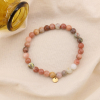 Bracelet élastique billes pierre 6mm acier inoxydable femme 0224594 rose nude