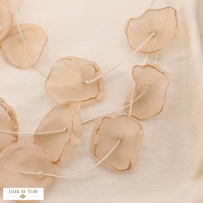 Collier acier inoxydable mousseline bohème cristal multi-rangs 0125052 vert kaki