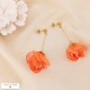 Boucles d'oreilles acier bohème tige cristal fleur mousseline 0325037 orange