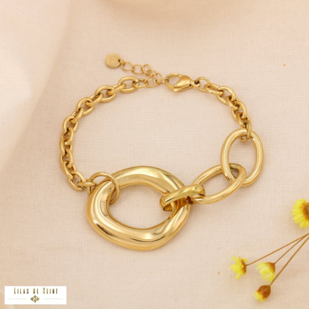 Bracelet chaîne grosse maille design moderne 0225013 doré