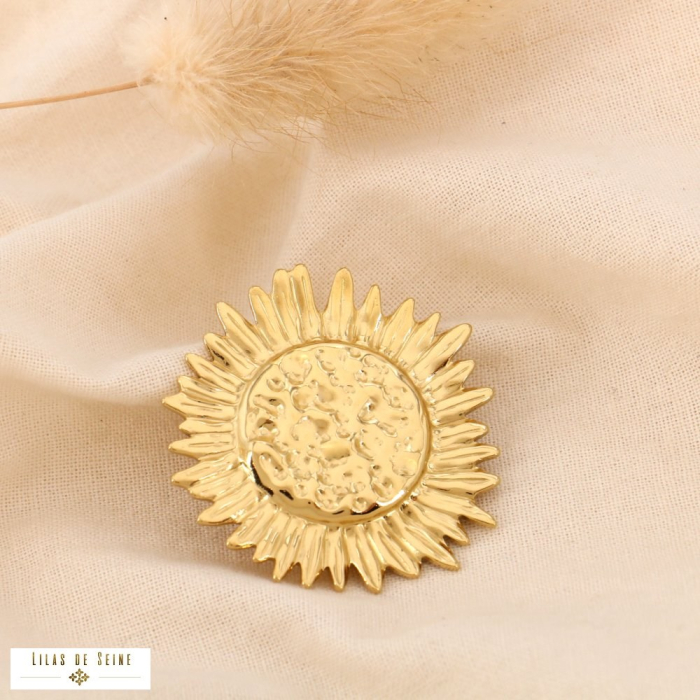 Broche épingle soleil acier 0525003 doré