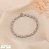 Bracelet Élastique Perles Sculptées Acier Inoxydable 0225044 argenté