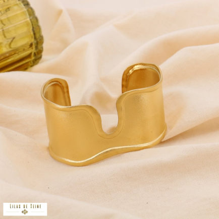 Manchette Design Sculptural Asymétrique Acier Mat Satiné 0225017 doré